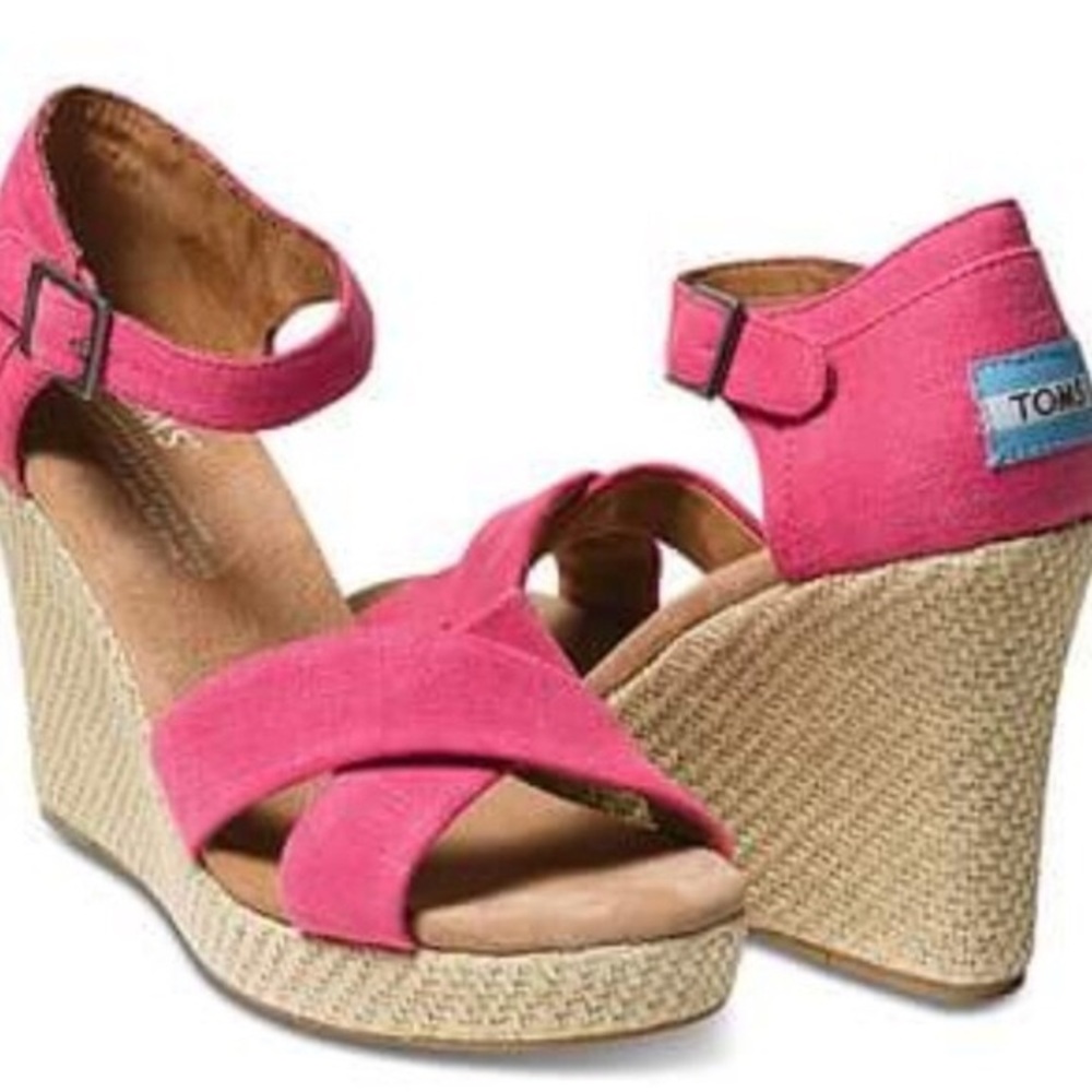 Toms Pink Wedge Sandal